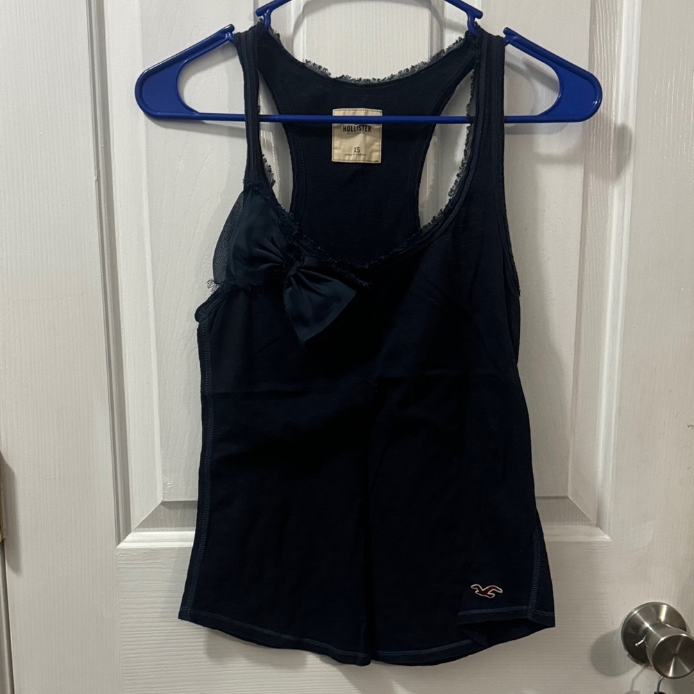Hollister Dark Blue Tank with Bow Accent
